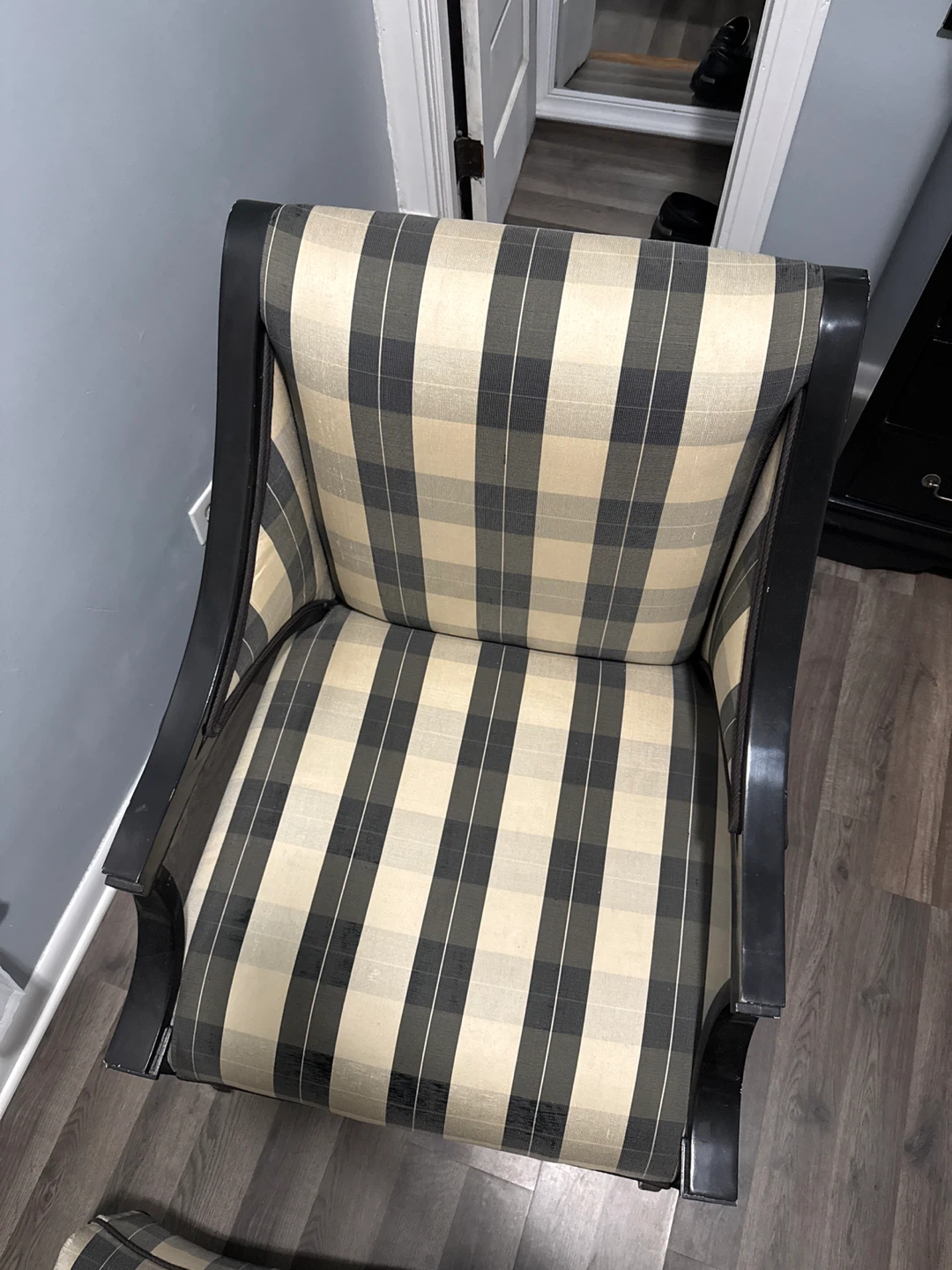 Accent Chair with Ottoman - Plaid Pattern - photo 4