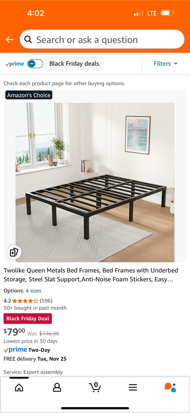 Twolike Queen Metal Bed Frame