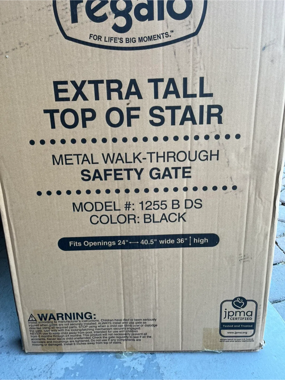 Extra Tall Top of Stair Safety Gate - Black