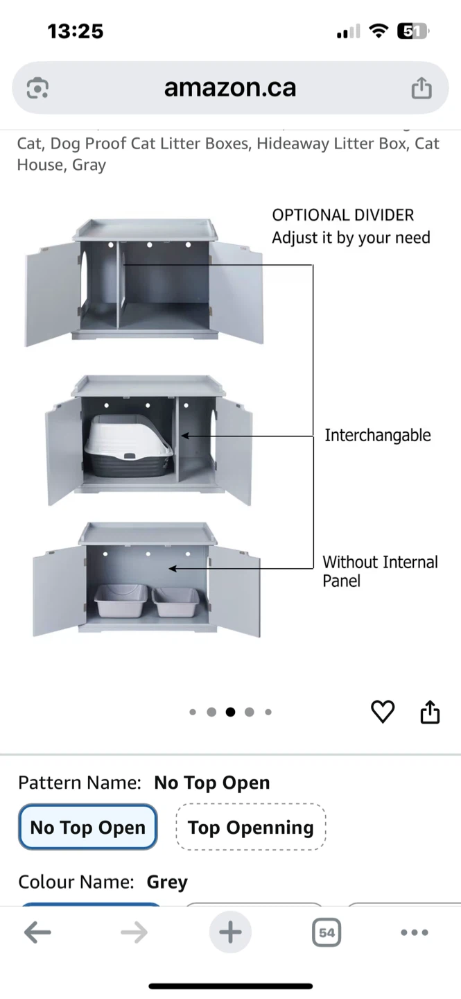Unipaws Cat Litter Box Enclosure - Grey - photo 2