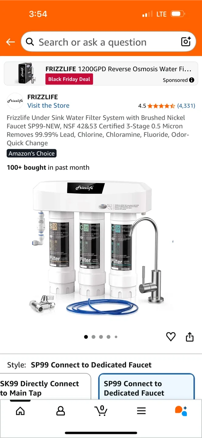 Frizzlife SP99 Under Sink Water Filter System