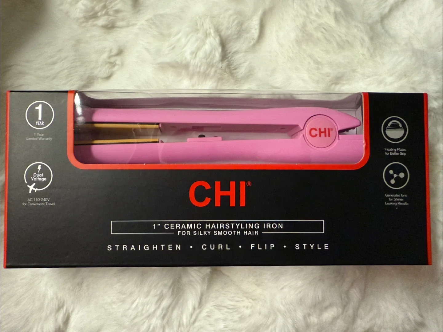CHI 1" Ceramic Hairstyling Iron - Pink, New in Box