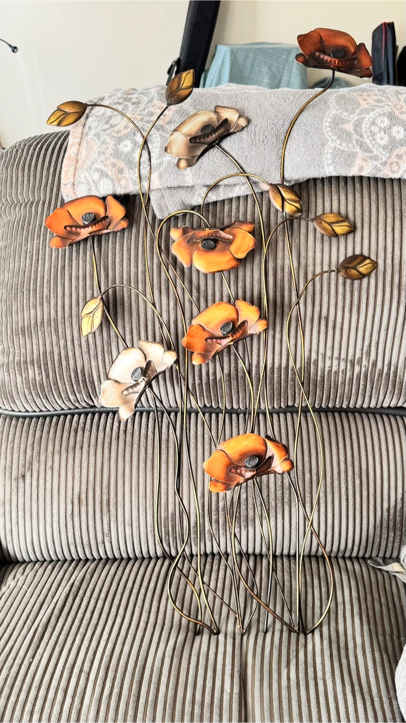 Metal Poppy Flower Wall Art Decor - photo 2