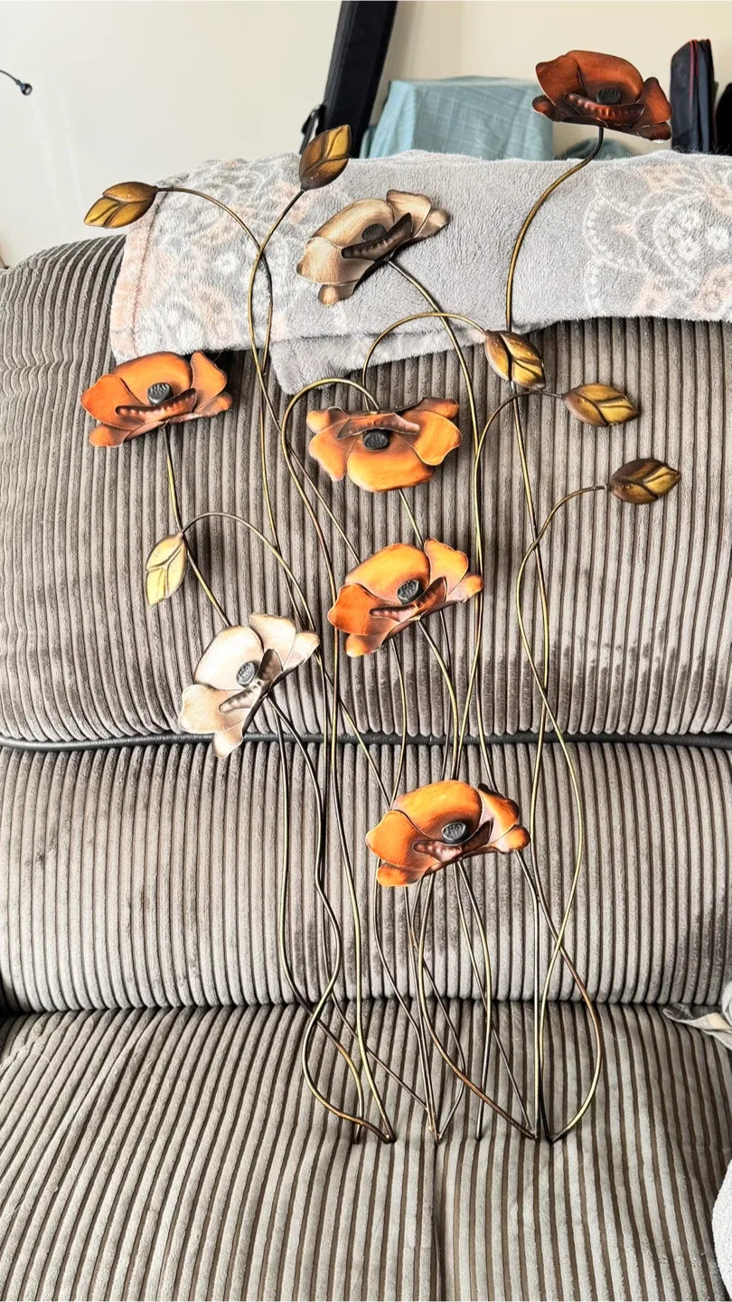 Metal Poppy Flower Wall Art Decor image indicator(2)