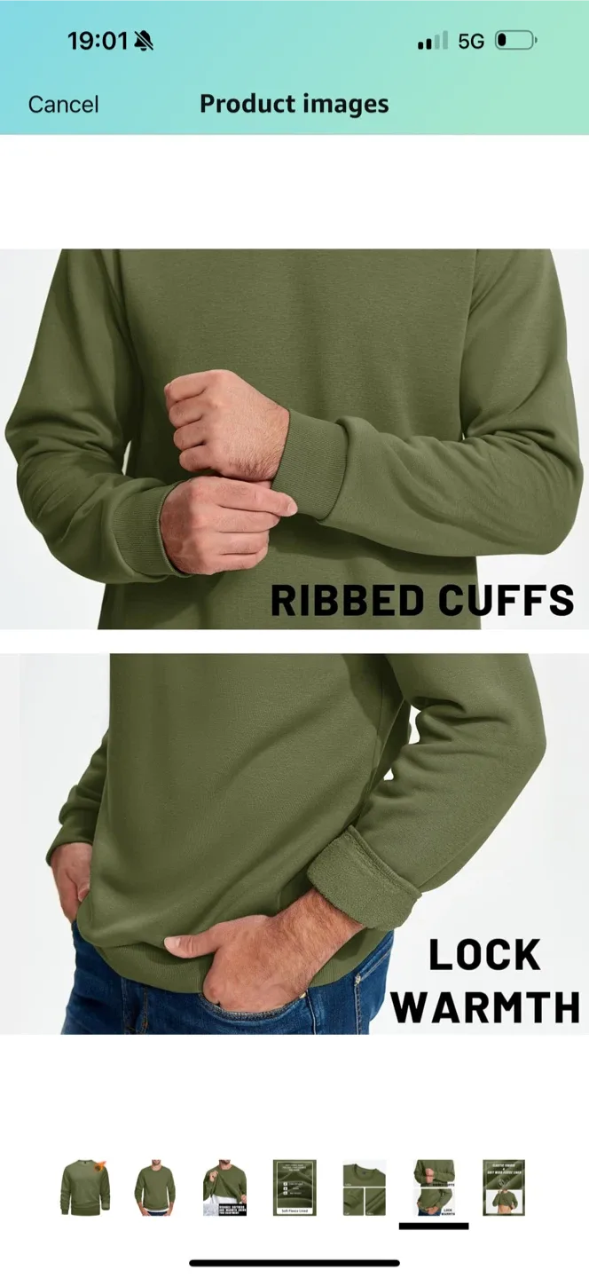 Olive Green Soft Fleece Lined Sweatshirt image indicator(6)