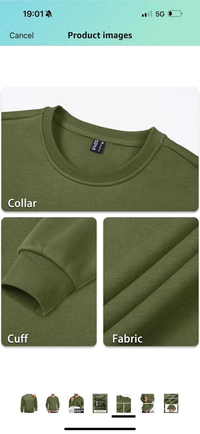 Olive Green Soft Fleece Lined Sweatshirt image indicator(5)