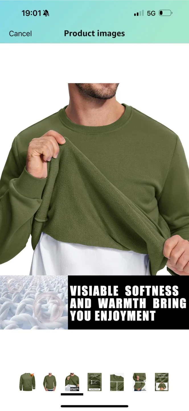 Olive Green Soft Fleece Lined Sweatshirt image indicator(3)