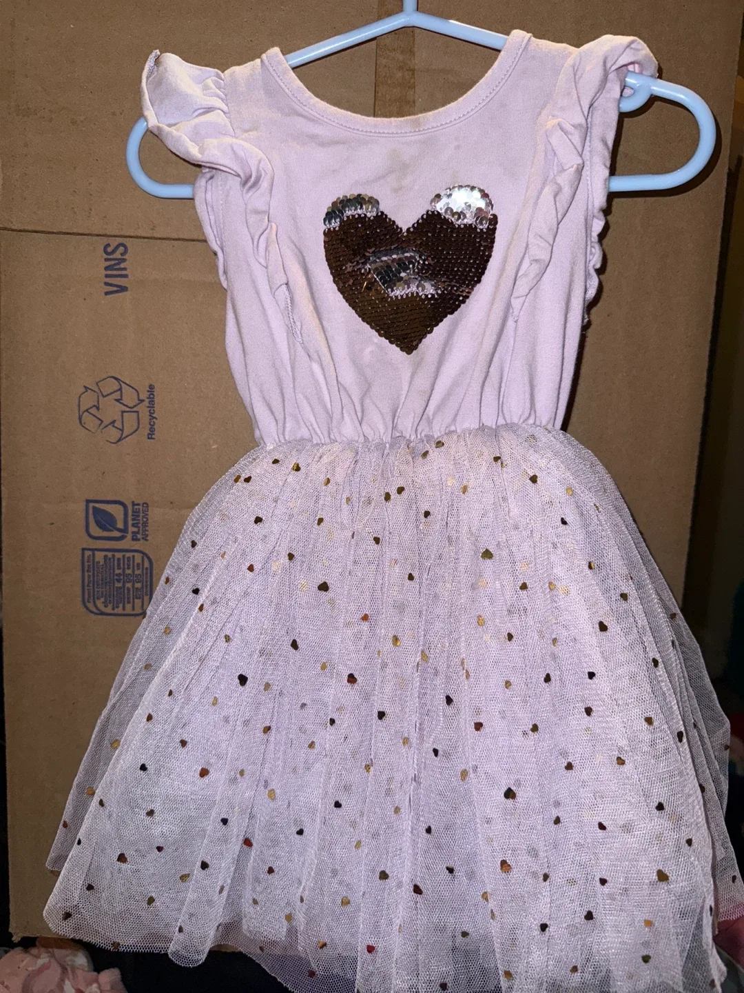 Girls' Dress with Sequin Heart
