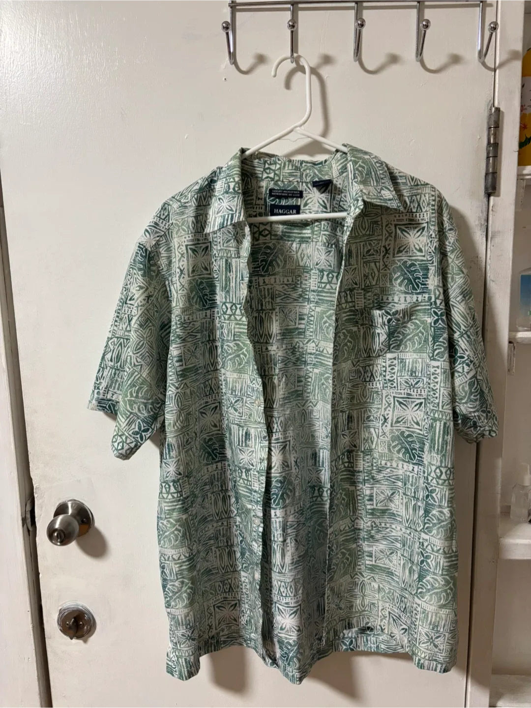 Haggar Men's Green Patterned Shirt