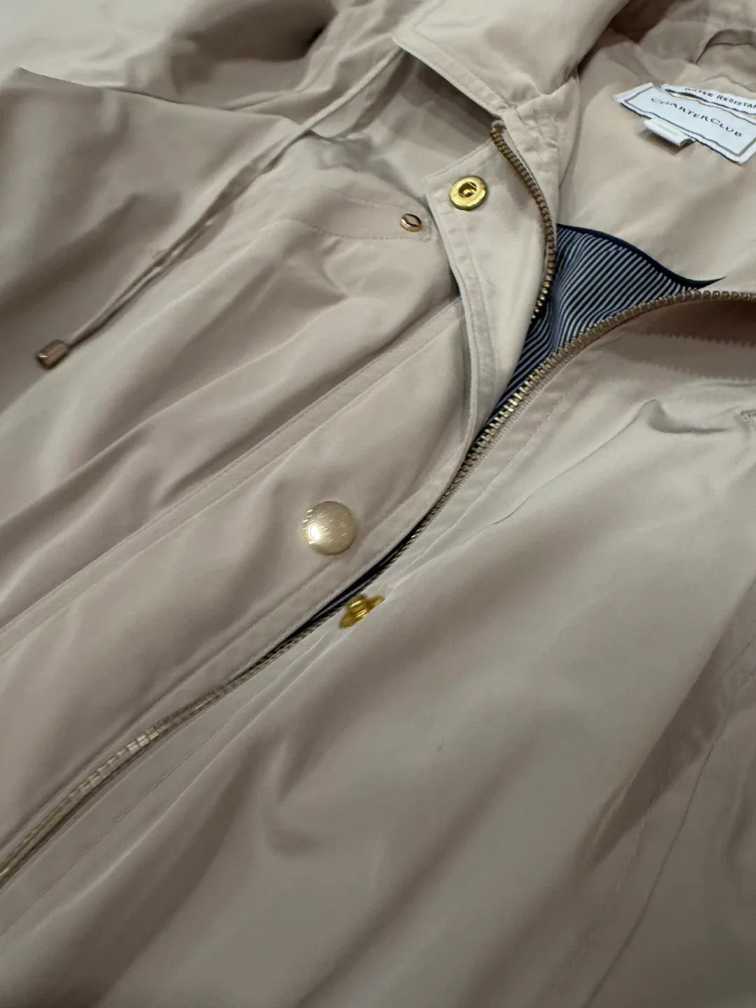 Charter Club Beige Hooded Water Resistant Jacket image indicator(6)