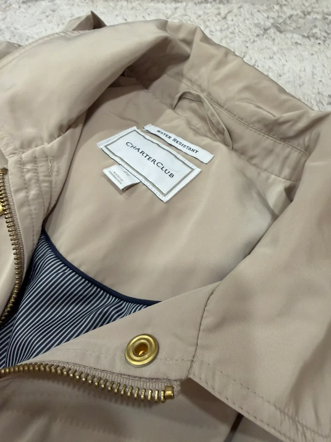 Charter Club Beige Hooded Water Resistant Jacket image indicator(7)