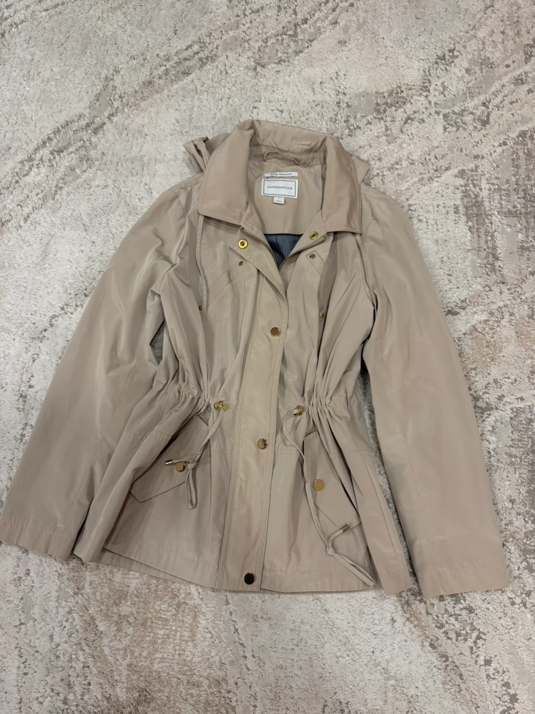 Charter Club Beige Hooded Water Resistant Jacket - photo 5