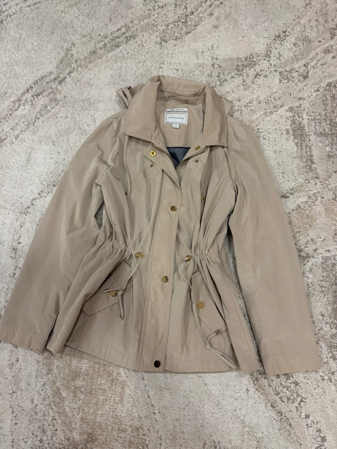 Charter Club Beige Hooded Water Resistant Jacket image indicator(5)