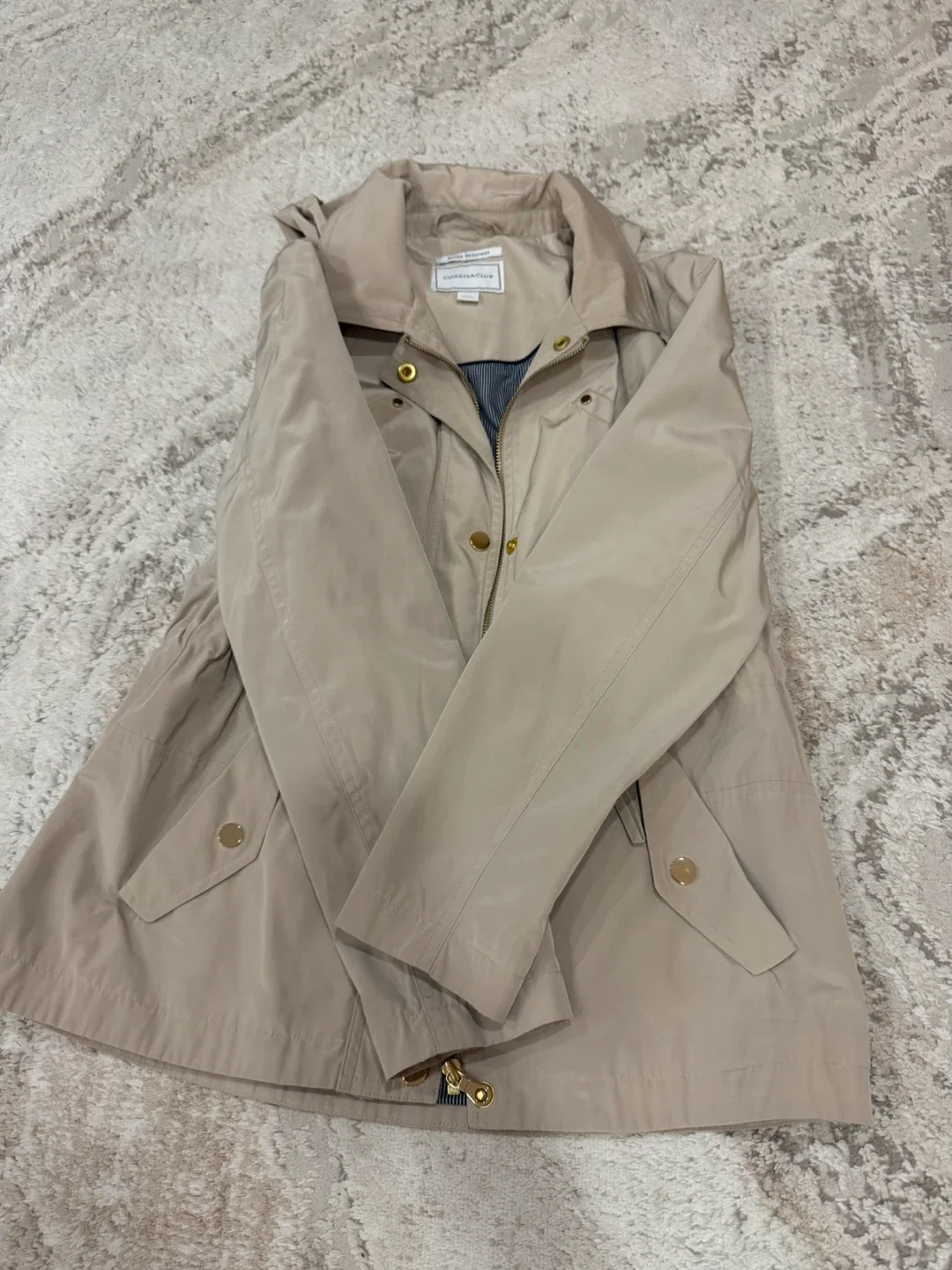 Charter Club Beige Hooded Water Resistant Jacket image indicator(9)