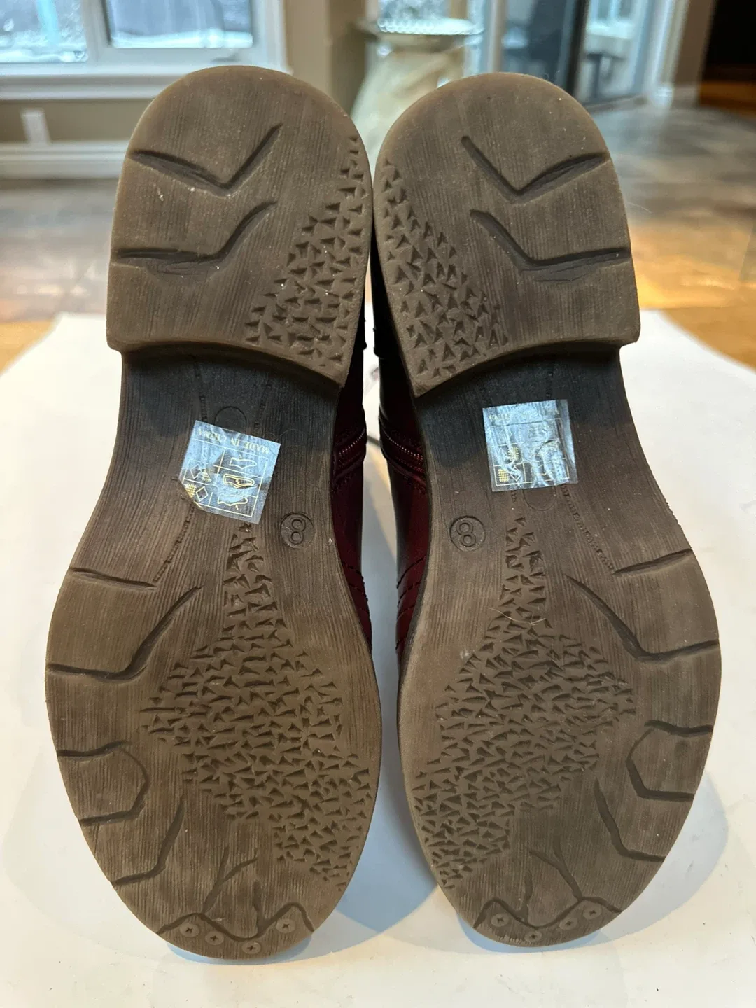 TAXI Burgundy Leather Boots with Knit Detail Sz.  8  LIKE NEW image indicator(6)