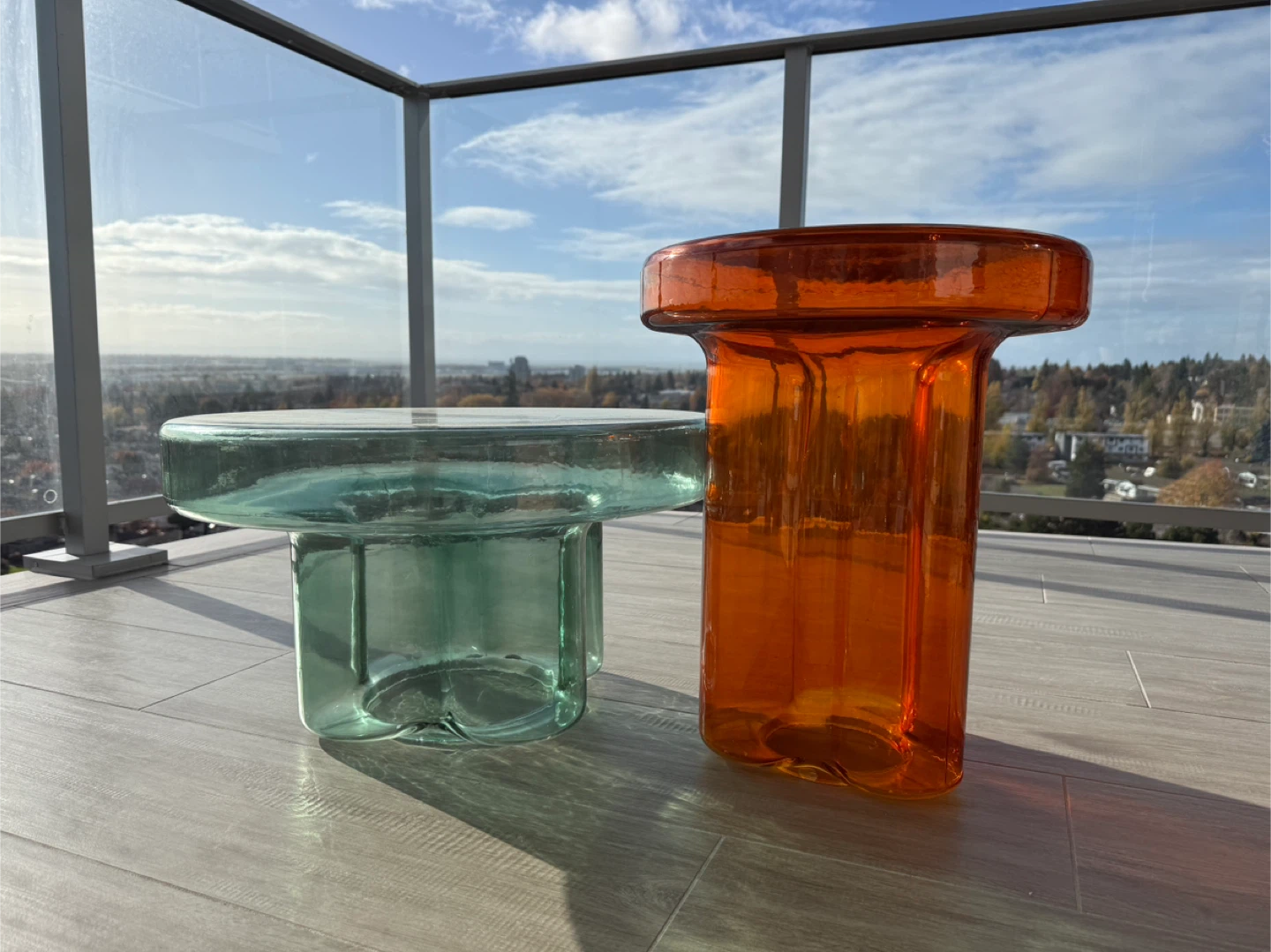Orange & Green Glass Side Tables - photo 4