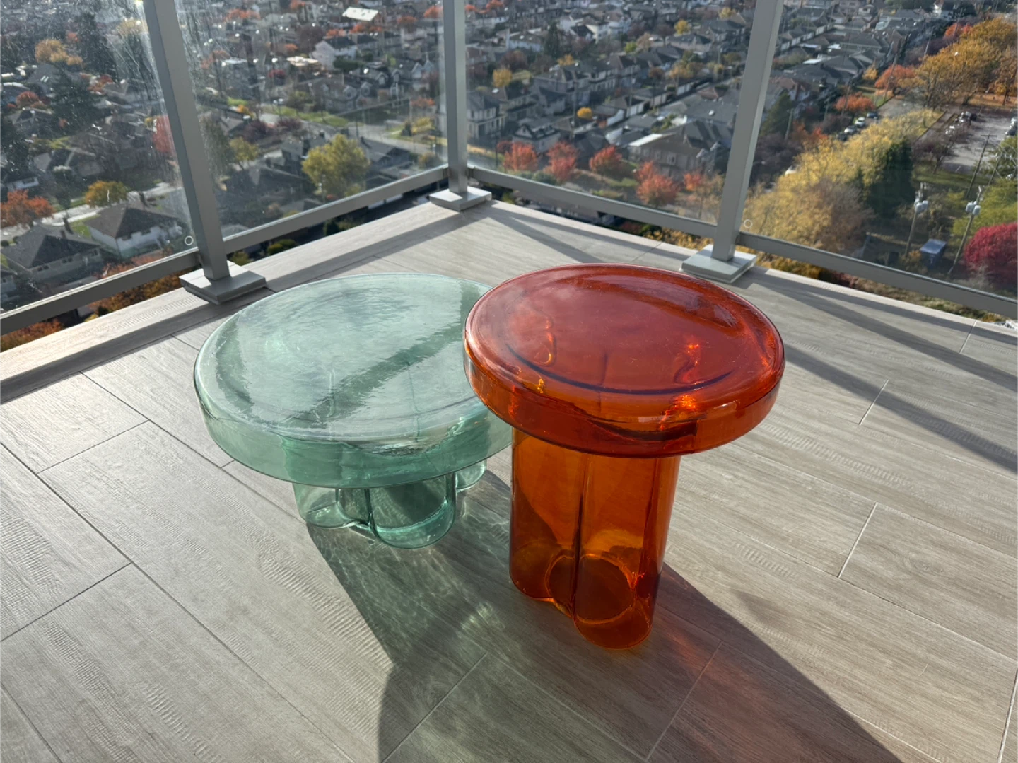 Orange & Green Glass Side Tables - photo 3