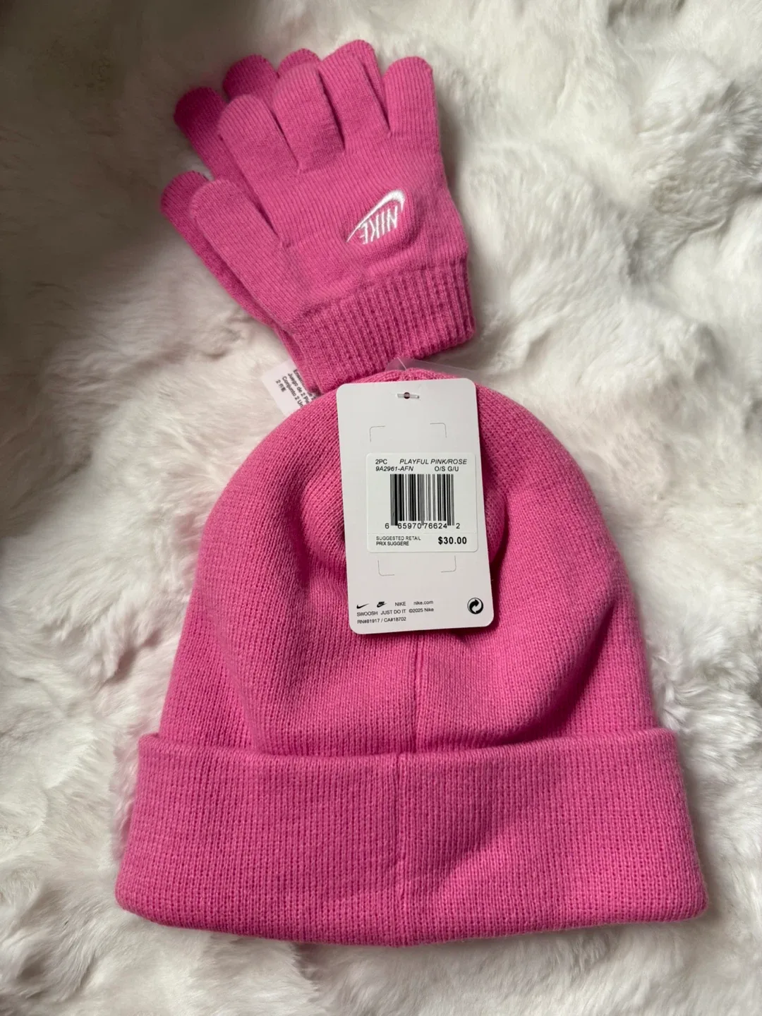 New Nike Kids Pink Beanie & Glove Set image indicator(2)