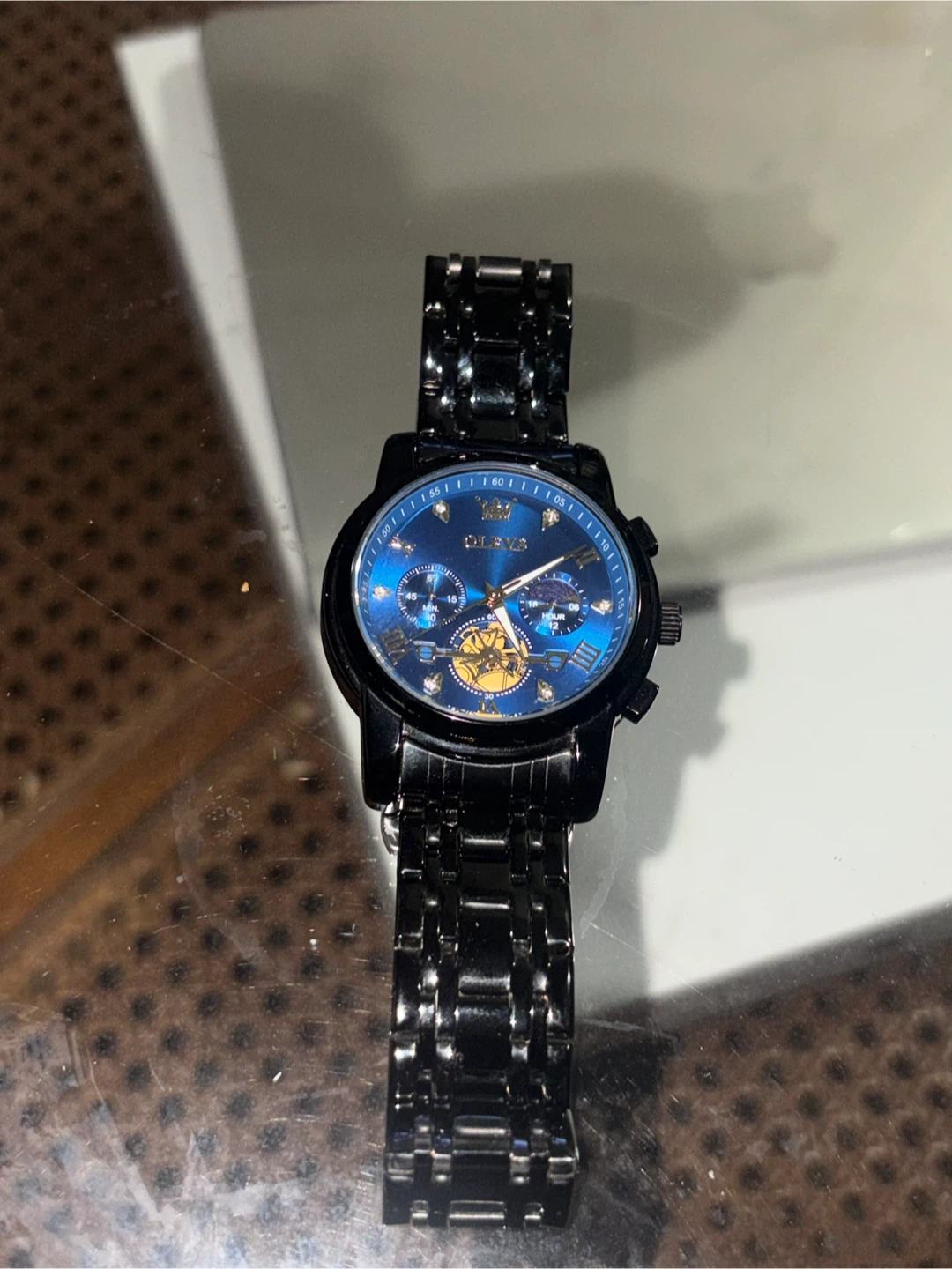 Olevs Blue Dial Black Stainless Steel Watch, New in Box - photo 3