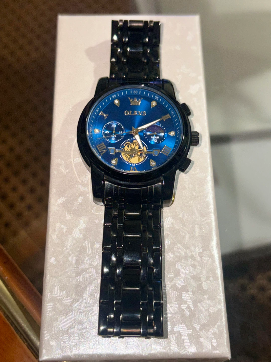 Olevs Blue Dial Black Stainless Steel Watch, New in Box - photo 2