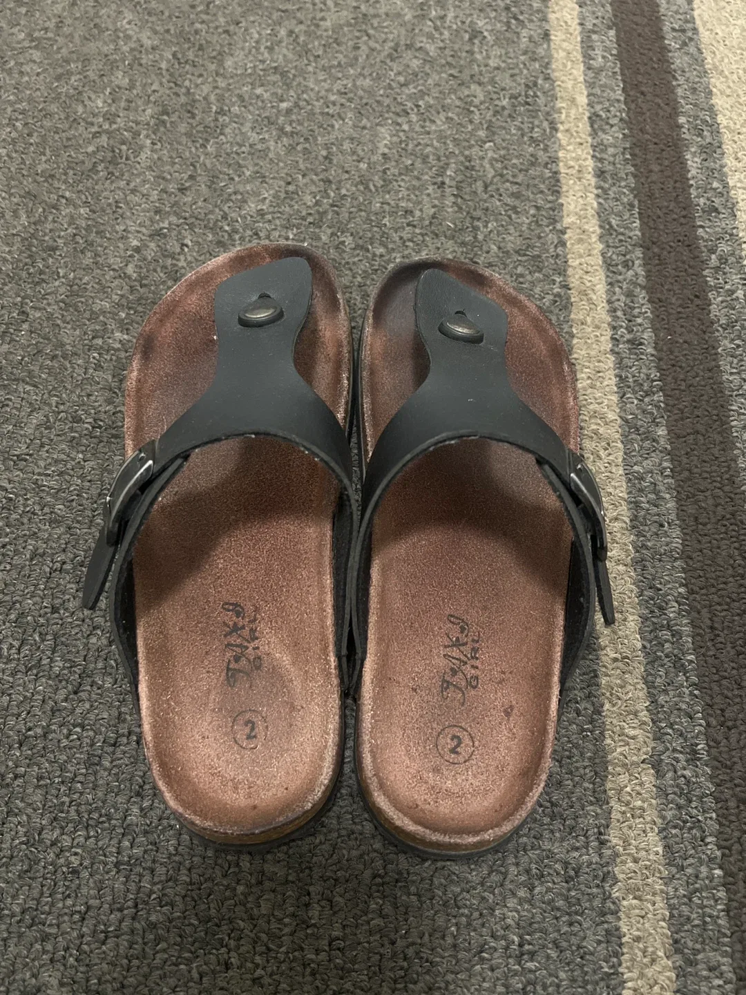 TAXO Girl Sandals - Brown & Matte Black - Size 2 for Youths