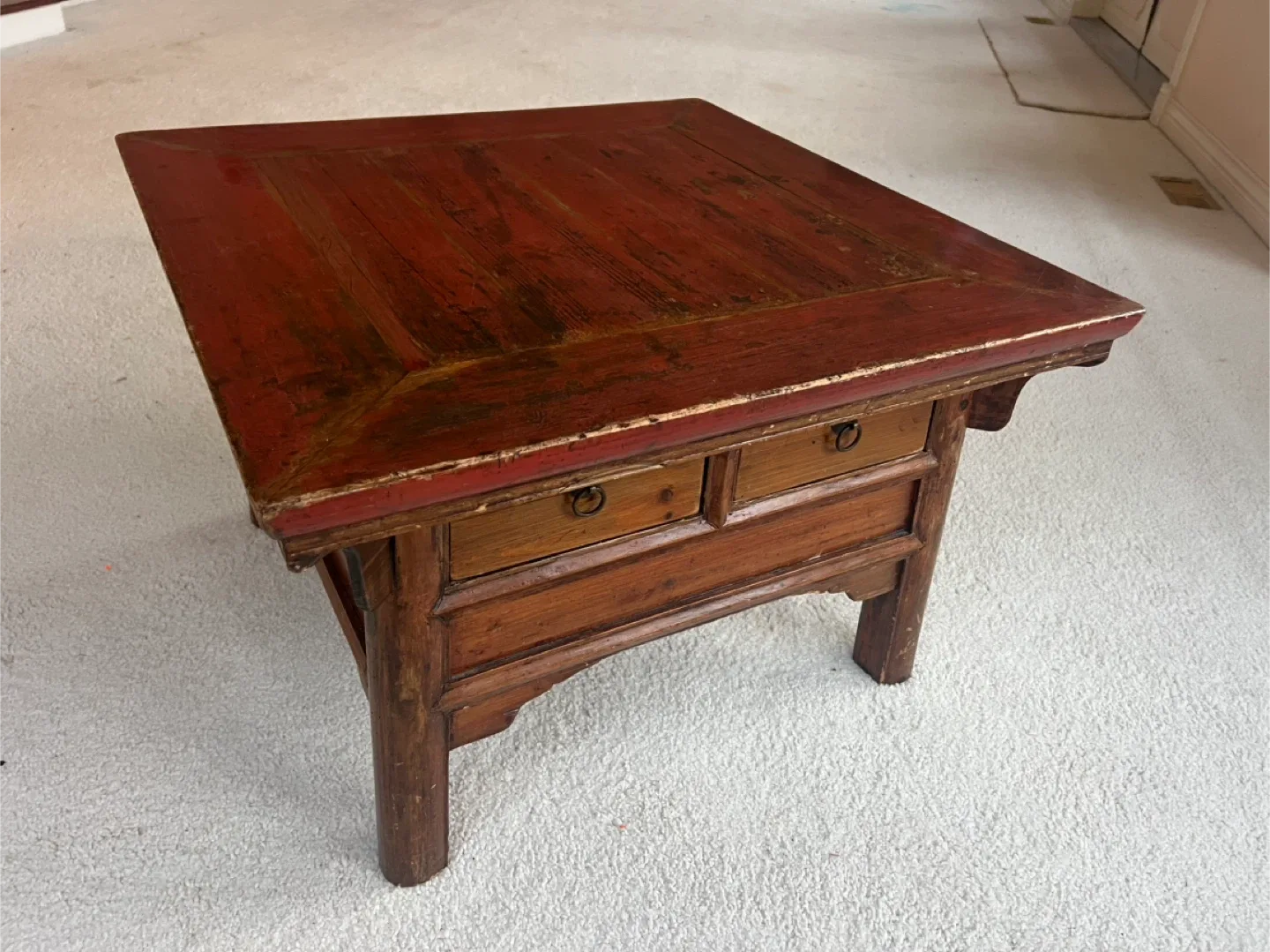 Vintage Red Wood Coffee Table