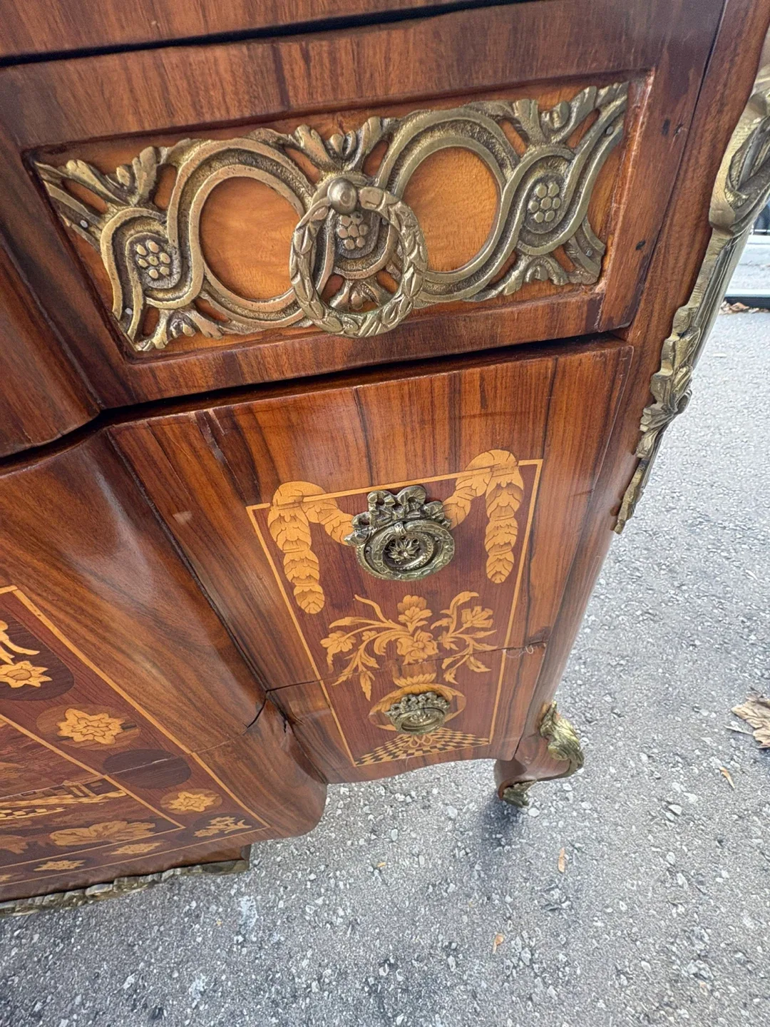 Antique Marquetry Inlaid Wood Dresser image indicator(3)