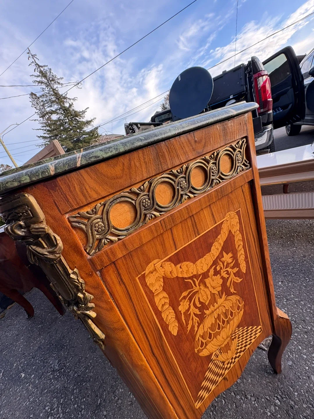 Antique Marquetry Inlaid Wood Dresser image indicator(6)