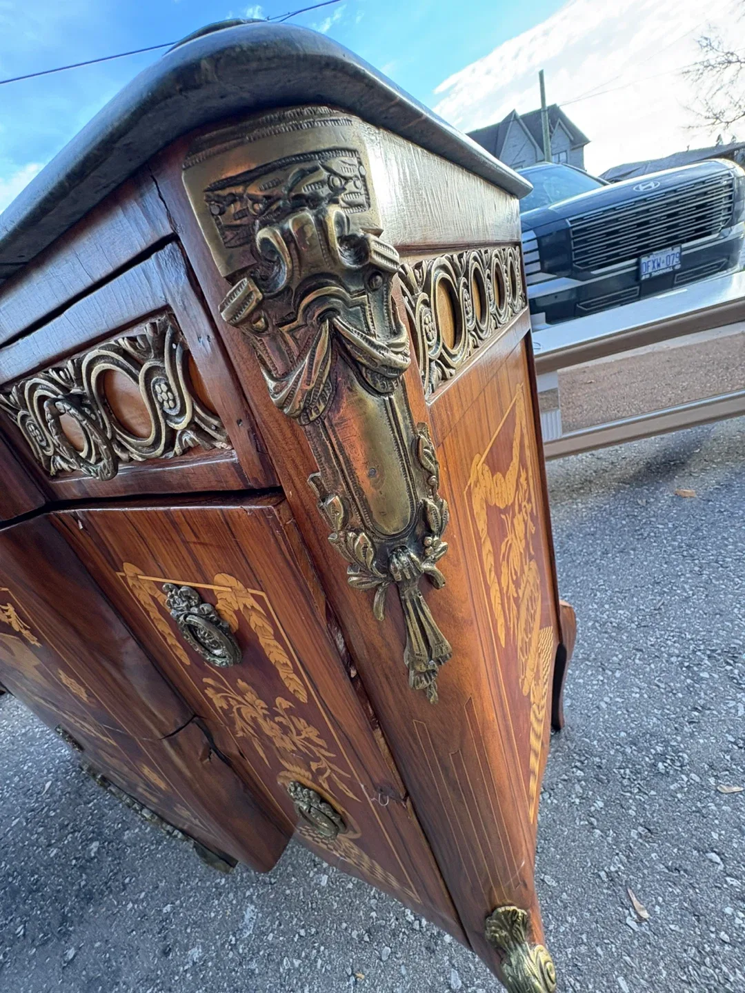 Antique Marquetry Inlaid Wood Dresser image indicator(5)