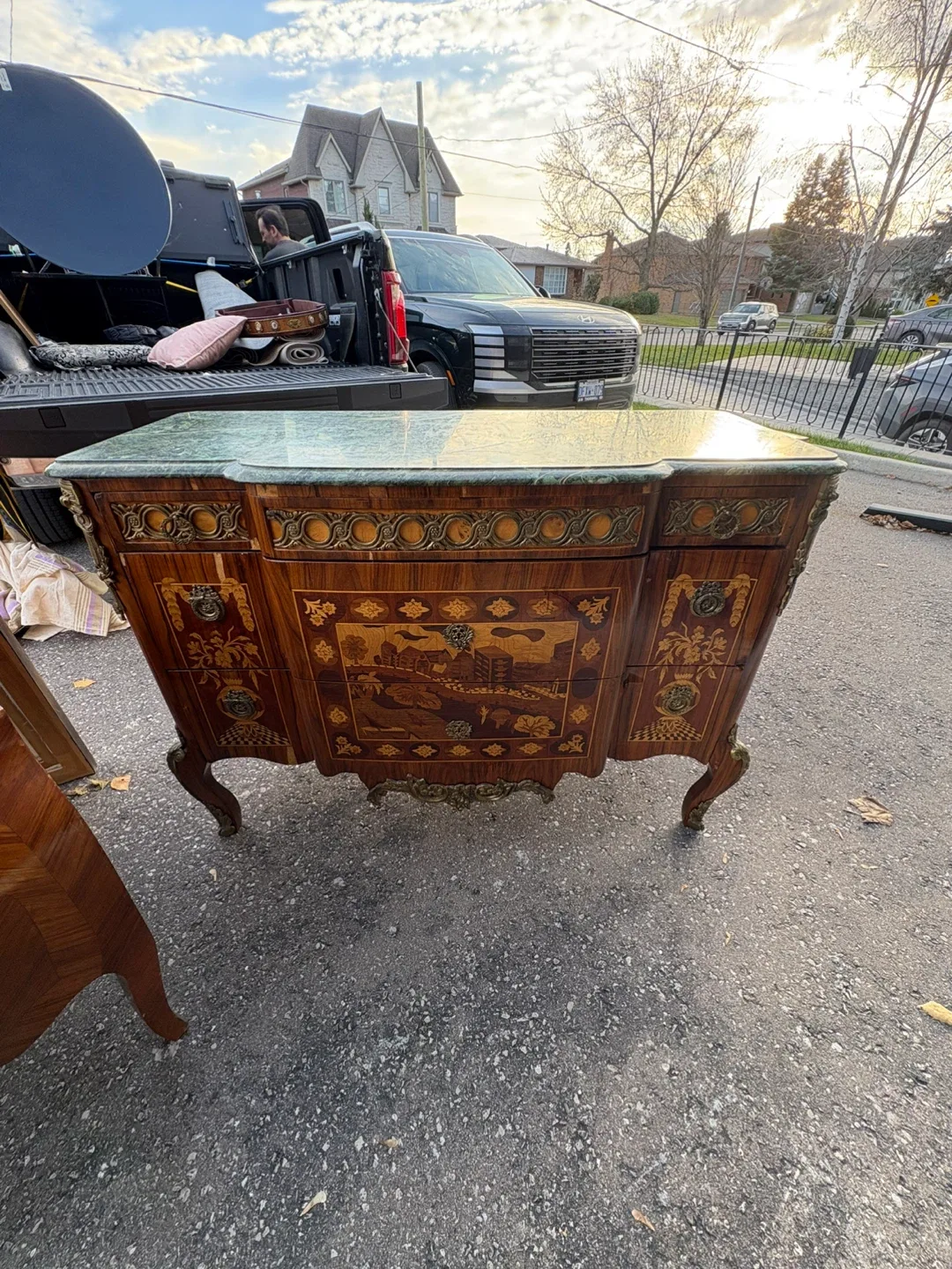 Antique Marquetry Inlaid Wood Dresser image indicator(2)