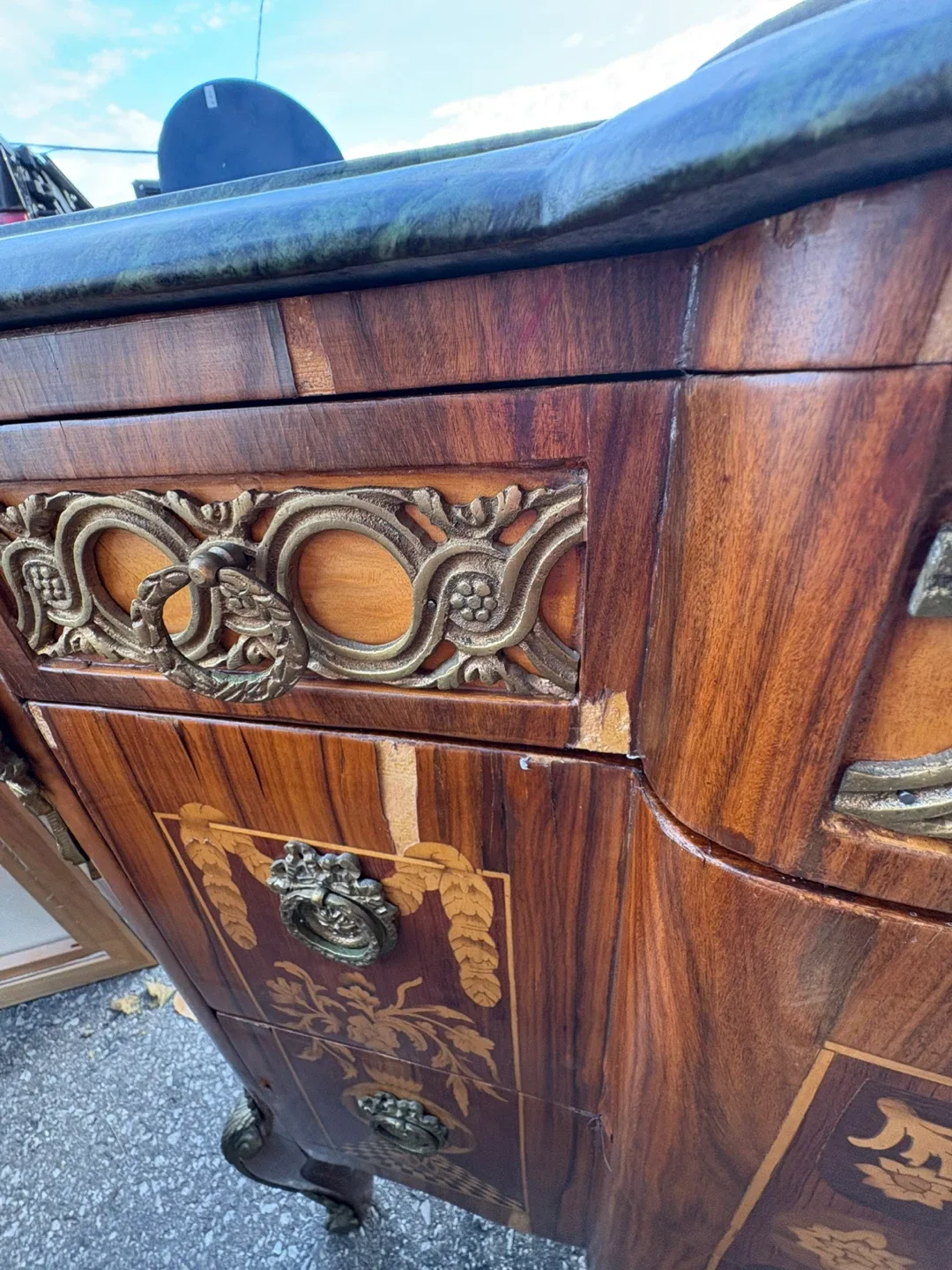 Antique Marquetry Inlaid Wood Dresser image indicator(8)