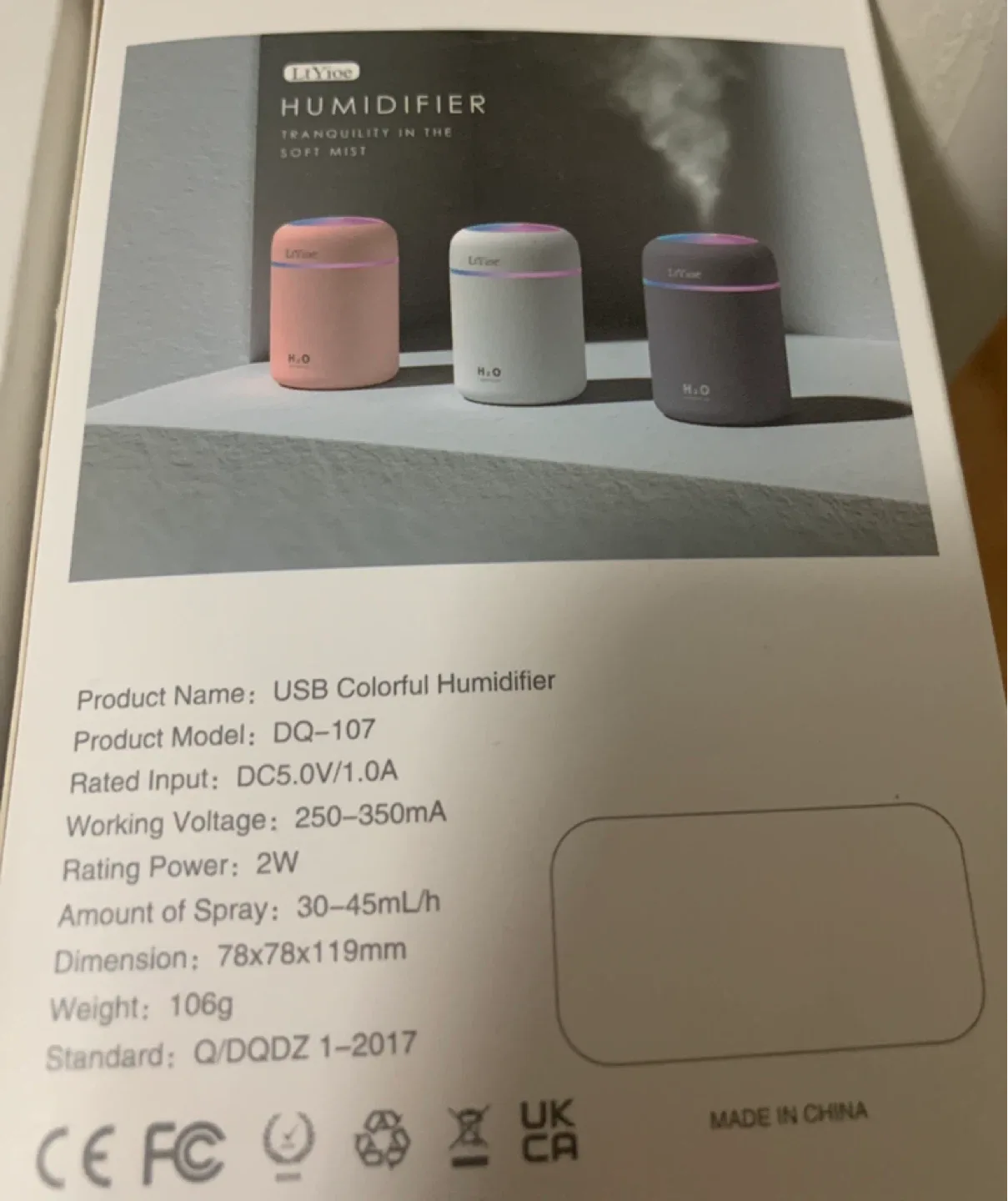 LtYioe USB Colorful Humidifier DQ-107 image indicator(3)