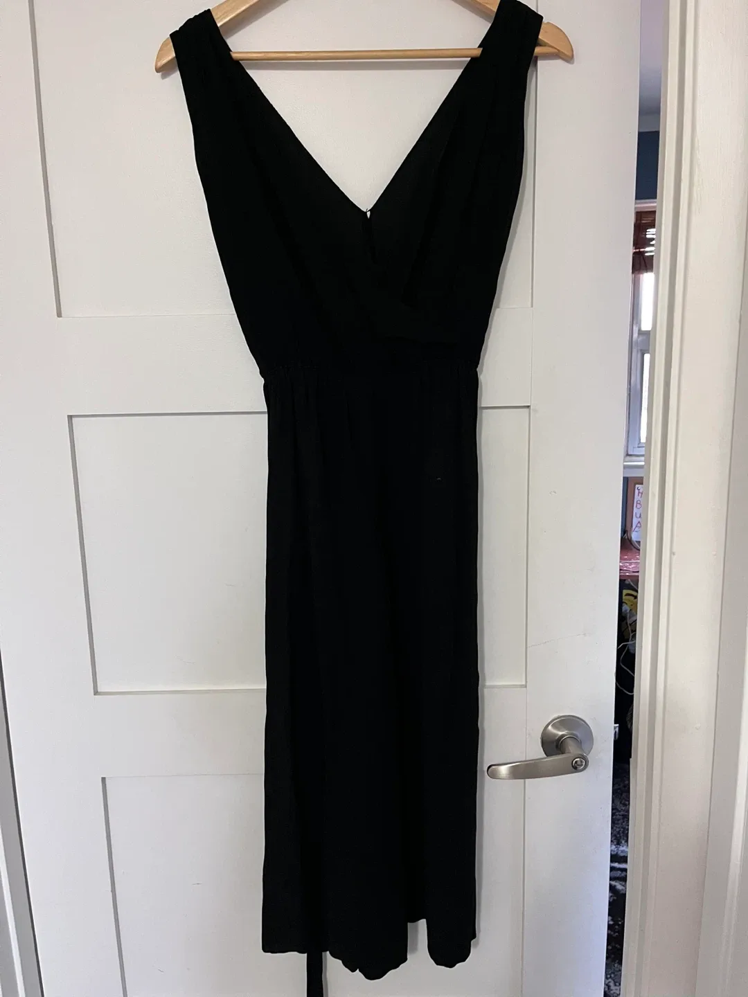 Black V-Neck Babaton Wide Pant Dress