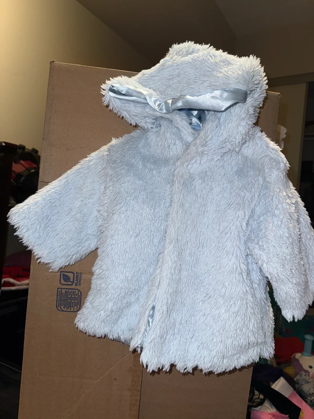 Baby Basics Blue Faux Fur Hooded Coat