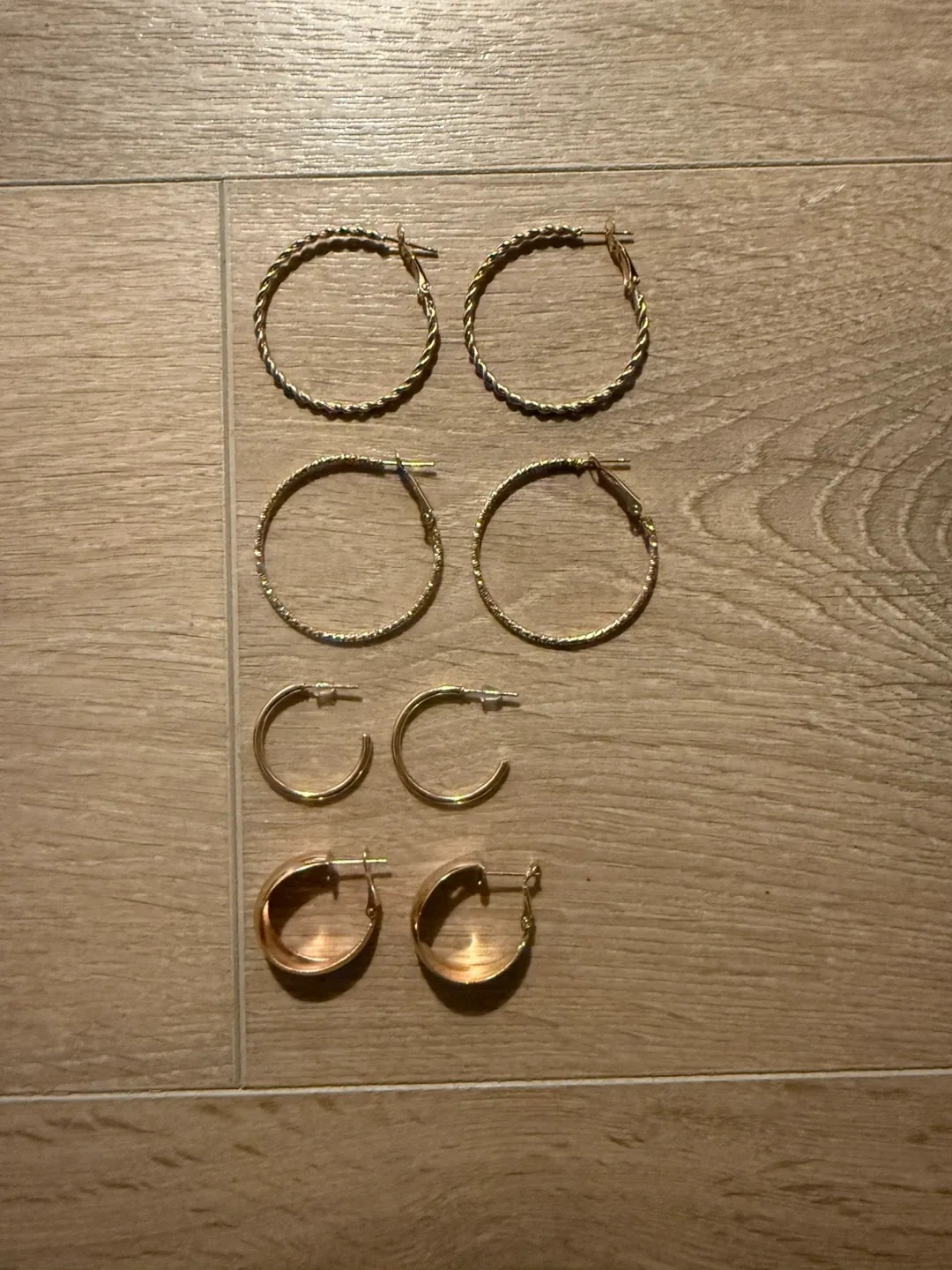 Set of Gold Hoop Earrings