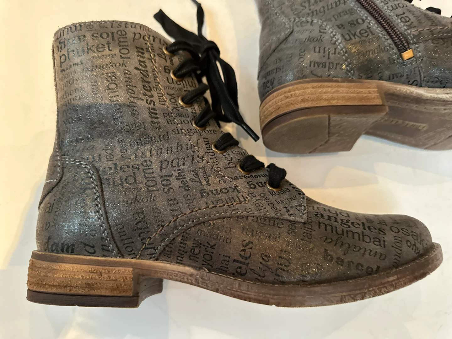 JOSEF SEIBEL  Grey Leather Boots, Size EUR 37/ US6-6.5 - photo 4