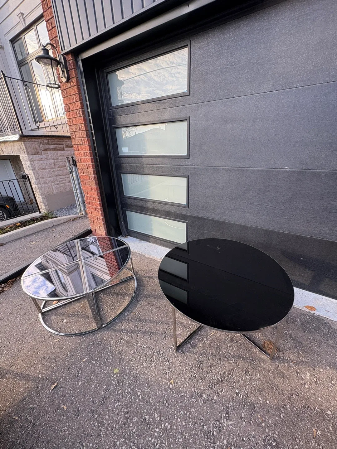 Black Glass & Chrome Nesting Coffee Table image indicator(3)