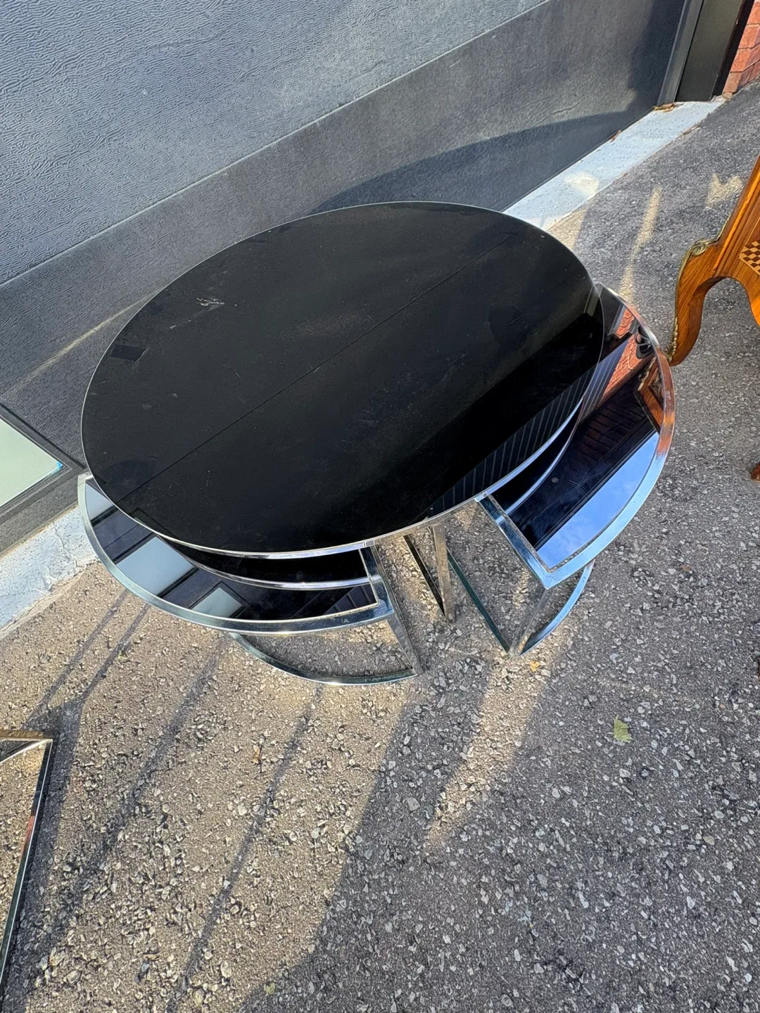 Black Glass & Chrome Nesting Coffee Table image indicator(2)