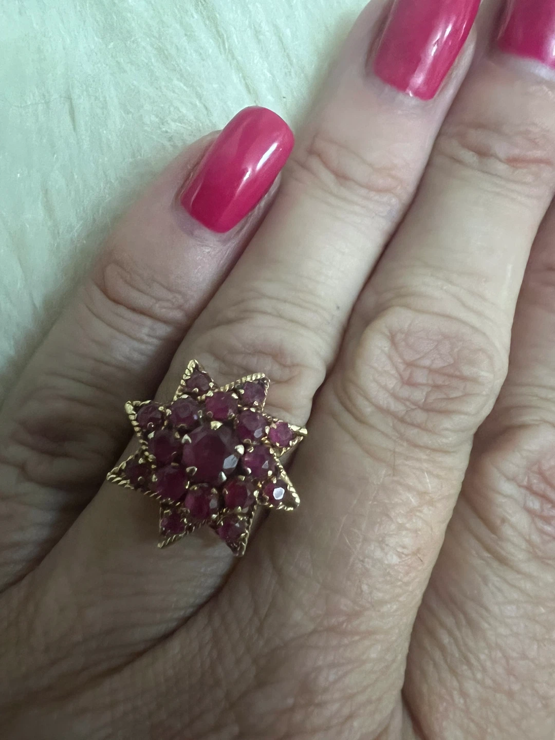 14 k Ruby Starburst Cocktail Ring - photo 5
