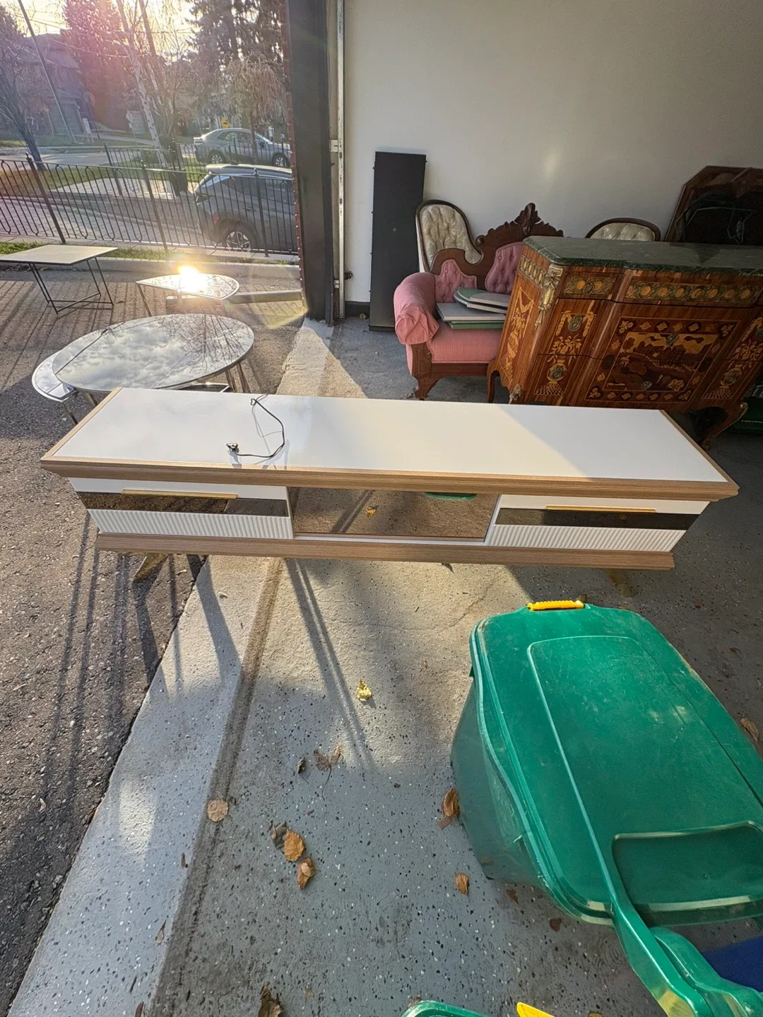 Fireplace TV Stand - White & Wood image indicator(4)