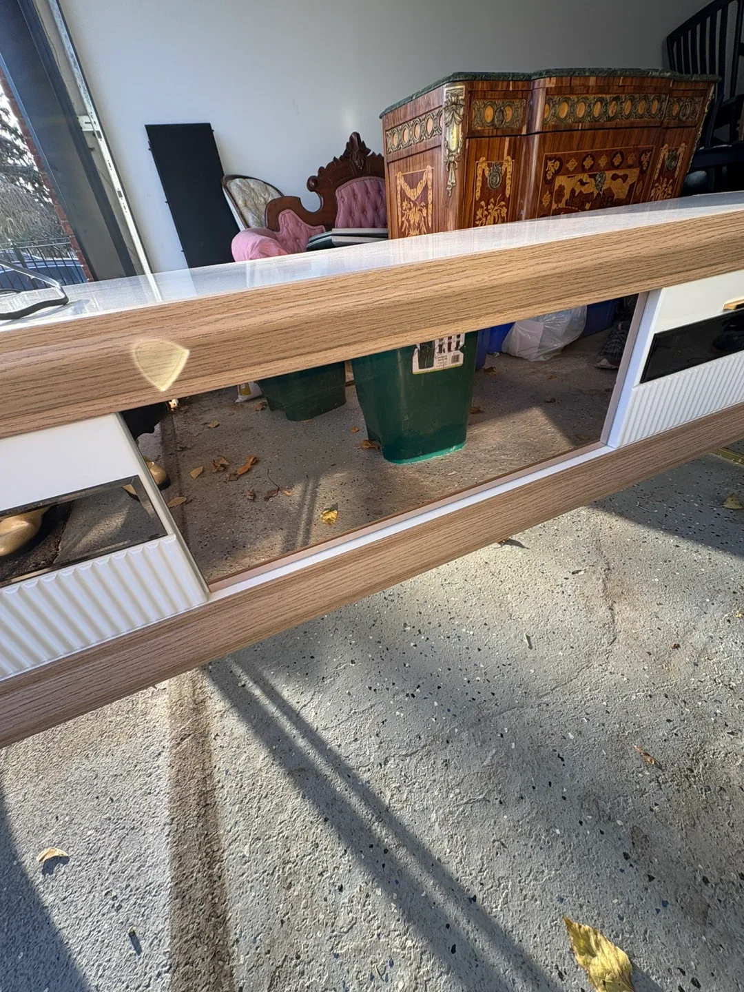 Fireplace TV Stand - White & Wood image indicator(2)