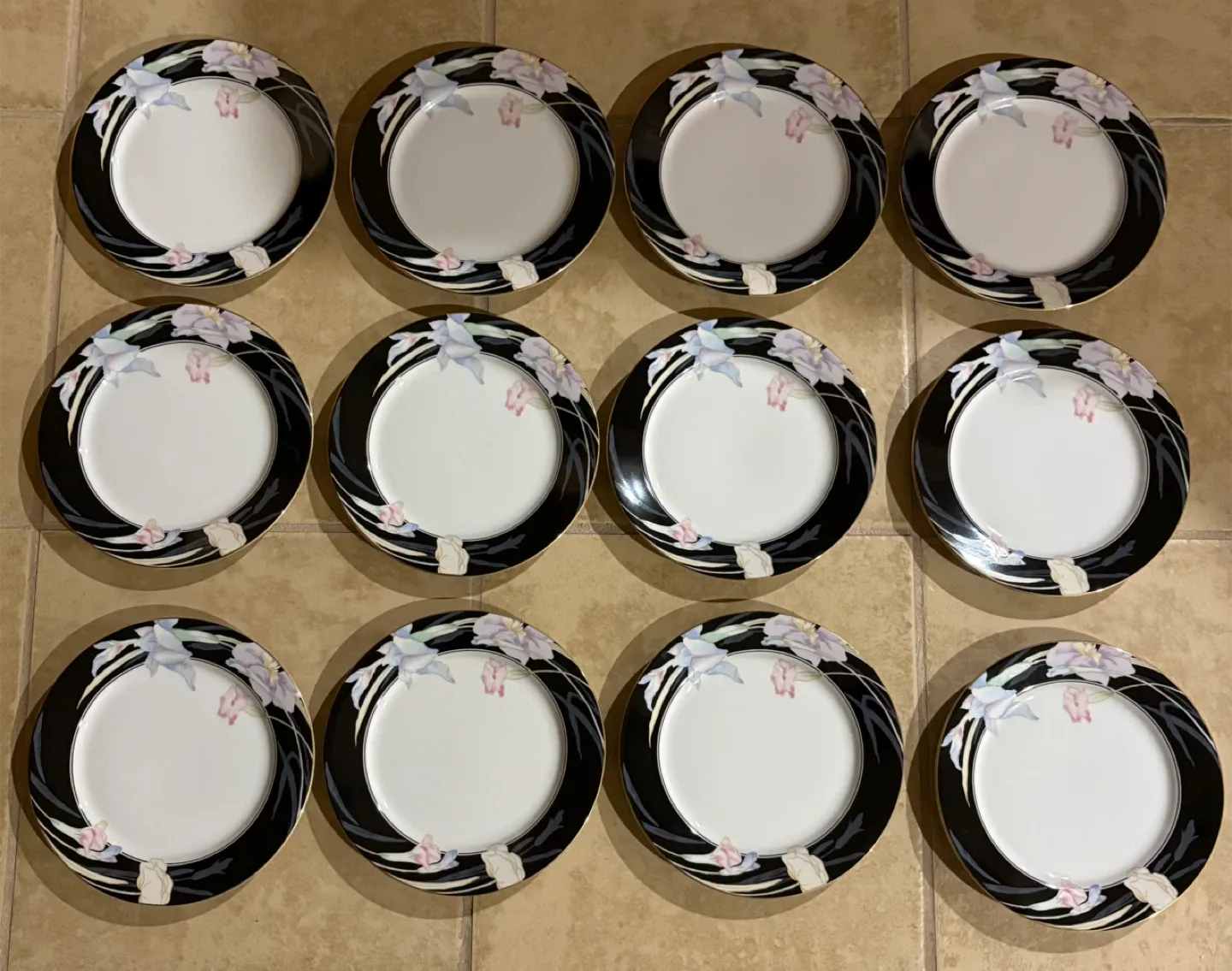 Mikasa Charisma Black Fine China Plates - Set of 12
