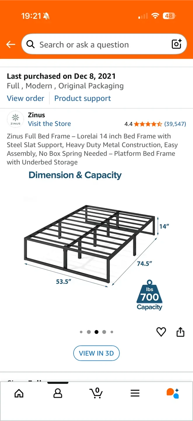 Zinus Lorelai Full Bed Frame - Metal