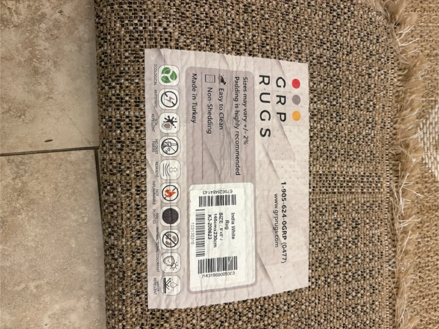 GRP Rugs India White 160cm x 230cm image indicator(5)