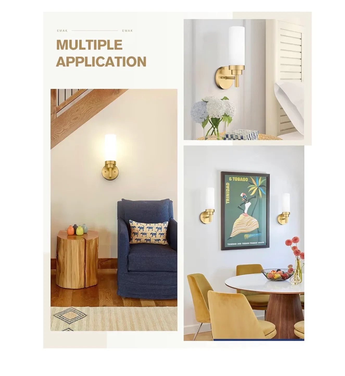 EMAK Gold Vanity Sconce Wall Light - New! image indicator(5)