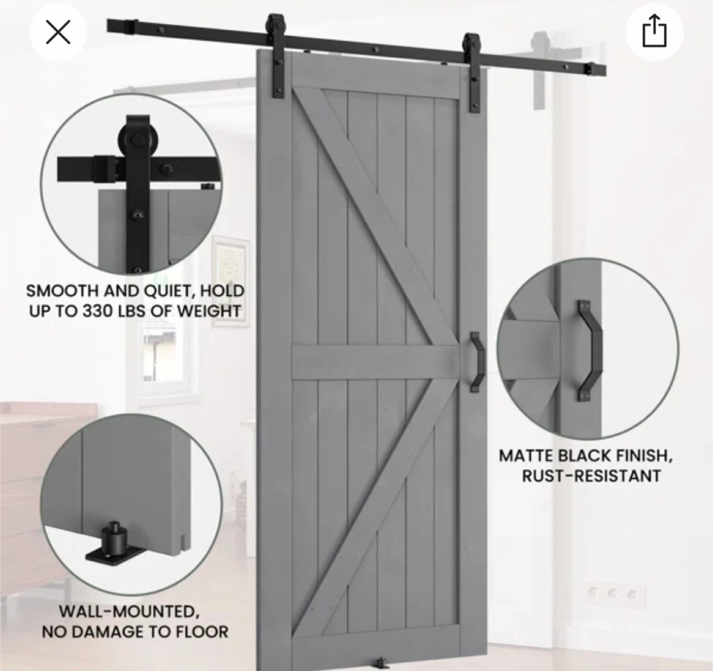 LDB_BUILDING 84" Panelled Barn Door Kit - photo 4
