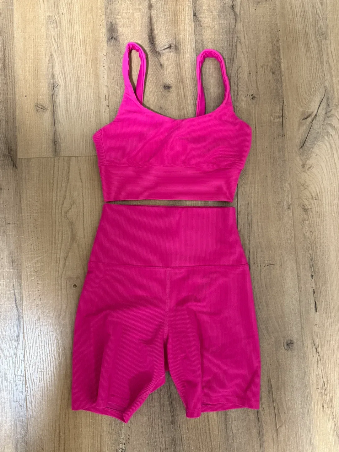Beach Riot Hot Pink Ribbed Active Set