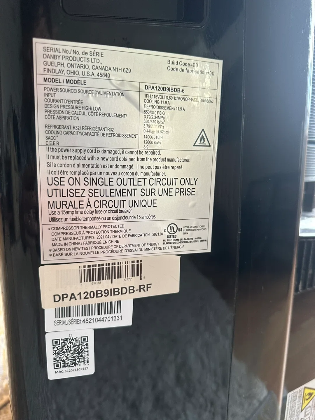 Danby 14000 BTU 3-in-1 Portable AC - Refurbished image indicator(4)