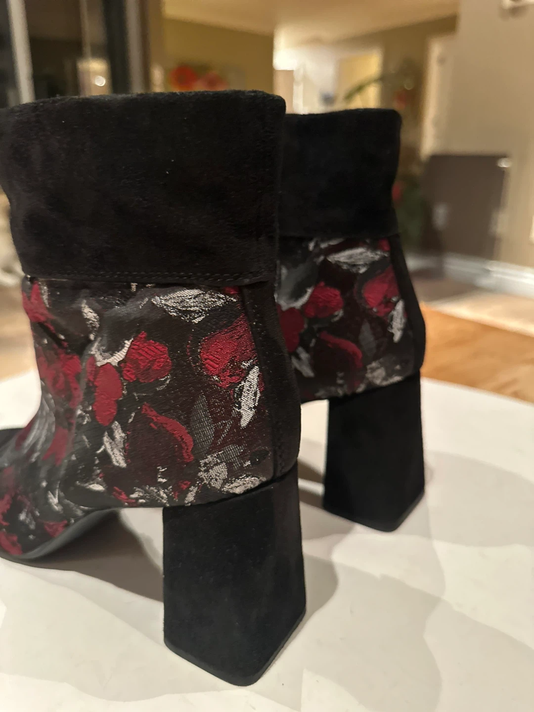 GEOX suede & brocade Ankle Boots - Sz. EUR 39/ US 8 LIKE NEW - photo 2