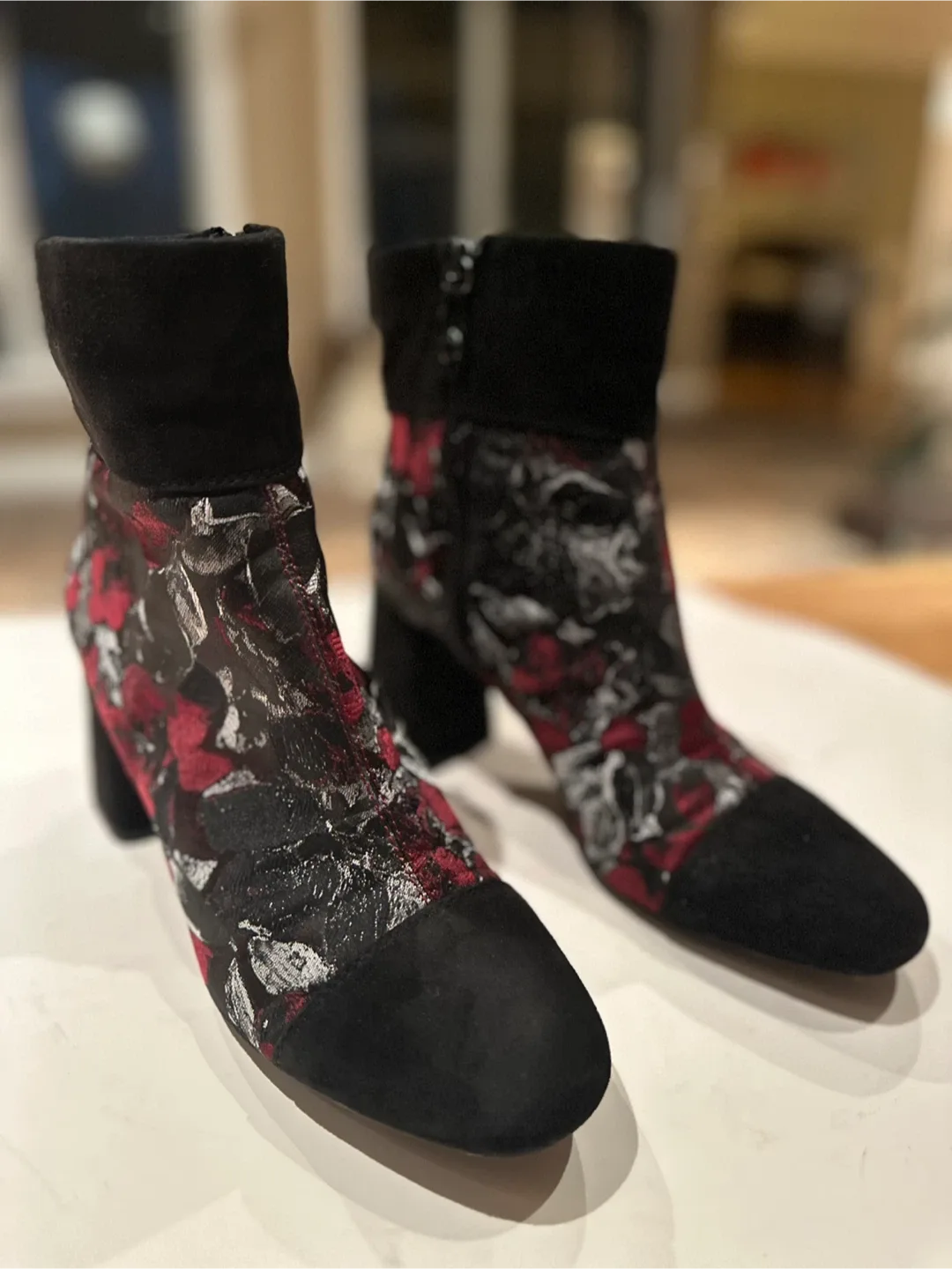 GEOX suede & brocade Ankle Boots - Sz. EUR 39/ US 8 LIKE NEW